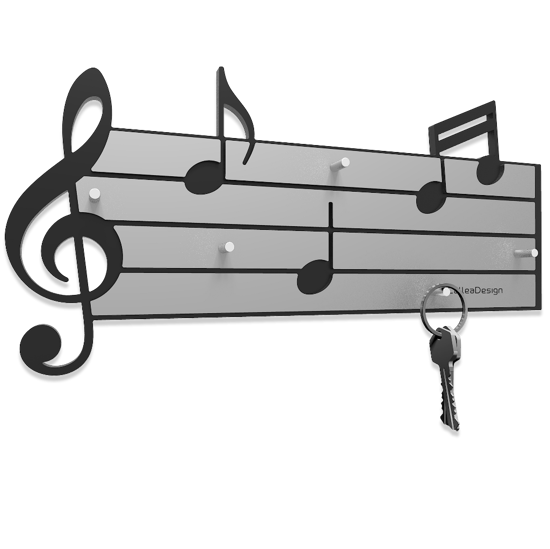 Picture of Callea design tartini key holder stave and musical notes black and grey