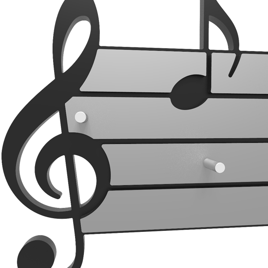 Picture of Callea design tartini key holder stave and musical notes black and grey
