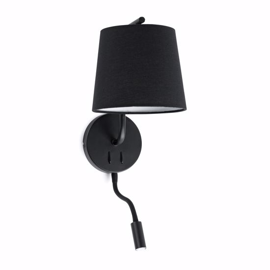 Picture of Faro berni black wall lamp for night table with adjustable reading light