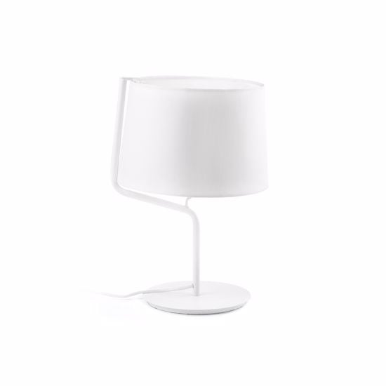 Faro berni white table lamp with shade in fabric hotel style