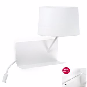 Picture of Faro barcelona handy wall bedside with shelf and usb port left