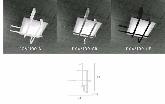 Top light cross ceiling lamp 99cm white metal and glass