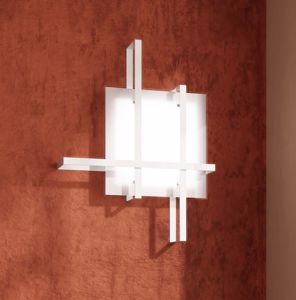 Op light cross ceiling lamp 71cm white metal and glass