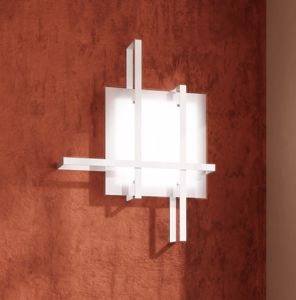 Picture of Op light cross ceiling lamp 71cm white metal and glass