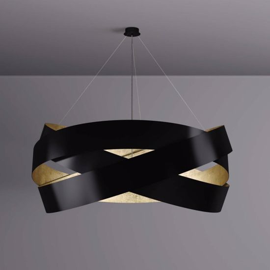 Picture of Marchetti pura led chandelier ø60cm black and gold leaf