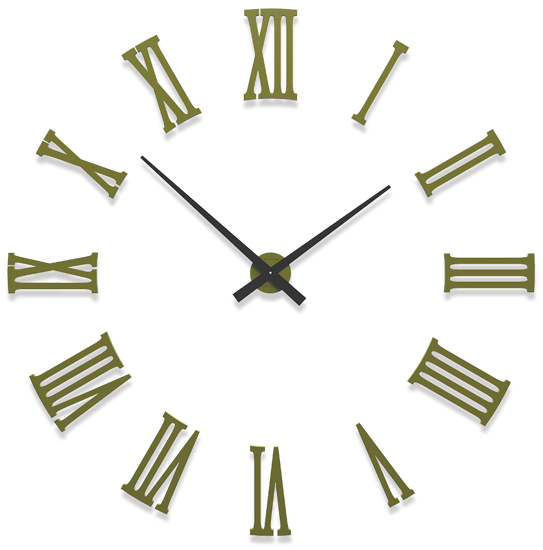 Picture of Callea design da vinci big modular wall clock ø124cm white roman numerals olive green coloured