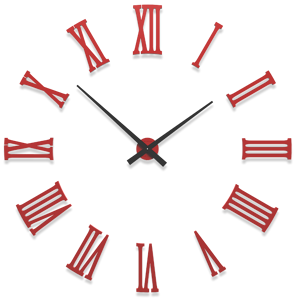Picture of Callea design da vinci big modular wall clock ø124cm white roman numerals flame red coloured