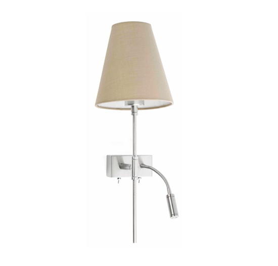 Picture of Faro sabana wall bedside led double light hotel style fabric beige right handed
