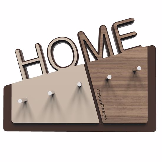 Picture of Callea design home wall key holder in black walnut colour modern design