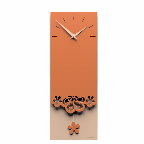 Picture of Callea design merletto pendulum wall clock modern design in terracotta colour