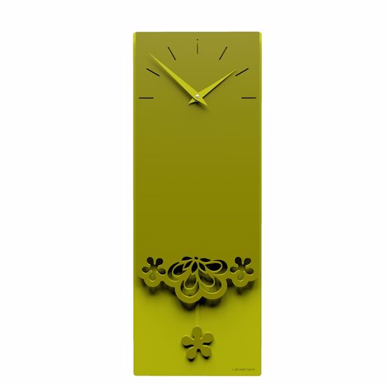 Picture of Callea design merletto pendulum wall clock modern design in olive green colour