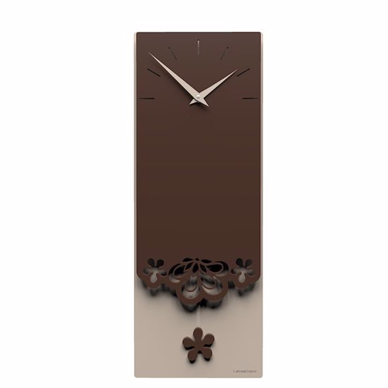 Picture of Callea design merletto pendulum wall clock original design in chocolate colour