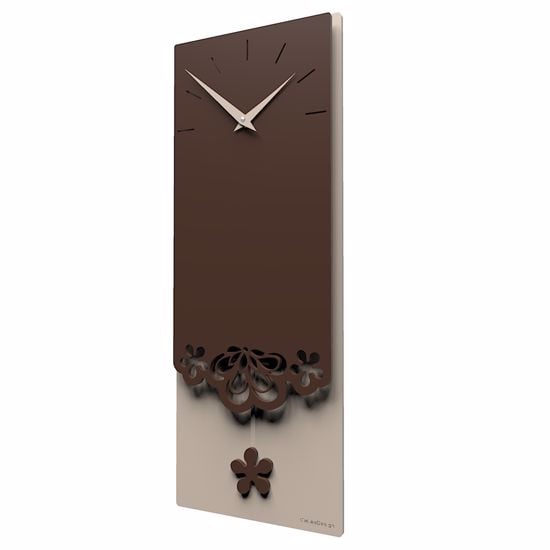 Callea design merletto pendulum wall clock original design in chocolate colour