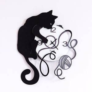 Arti e mestieri tangle cat wall clock white colour