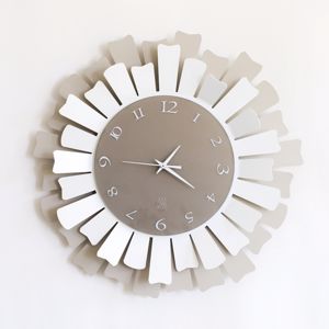 Arti e mestieri lux wall clock modern design hazel and white