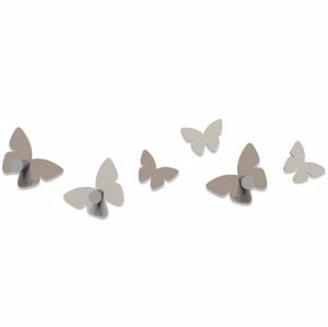 Callea design modern wall hooks 6 butterflies dove grey