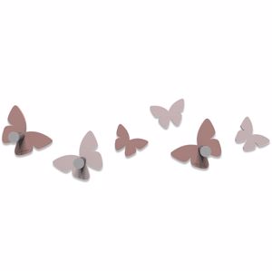 Picture of Callea design modern wall hooks 6 butterflies cloud pink