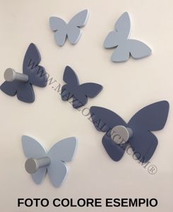 Callea design modern wall hooks 6 butterflies mid blue 