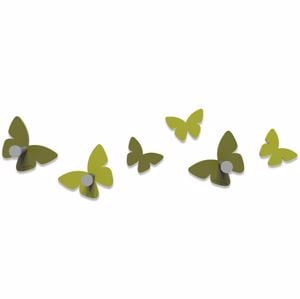 Picture of Callea design modern wall hooks 6 butterflies olive green