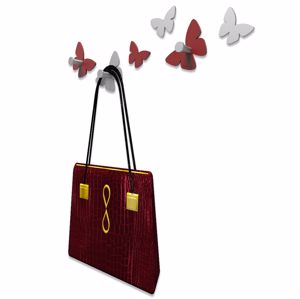 Picture of Callea design modern wall hooks 6 butterflies ruby