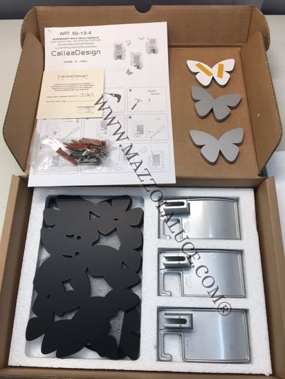 Picture of Callea design modern coat hooks wall mounted butterflies dove grey