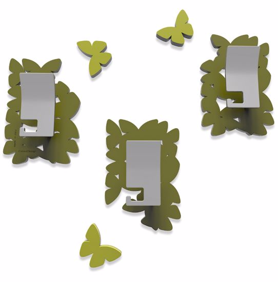 Picture of Callea design modern coat hooks wall mounted butterflies olive green