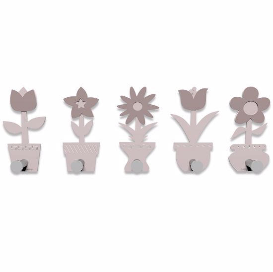 Picture of Callea design modern coat rack hooks little flowers shell pink