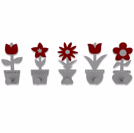 Picture of Callea design modern coat rack hooks little flowers ruby
