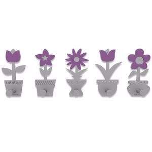 Picture of Callea design modern coat rack hooks little flowers purple