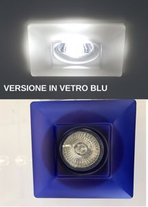 Picture of Faretto da incasso vetro blu per controsoffitto quadrato gu10 led