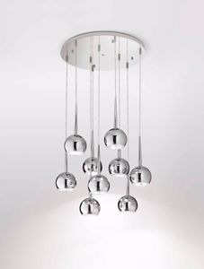 Picture of Affralux bol lampada sospesa da soggiorno moderna 9 luci sfere cromo lucido