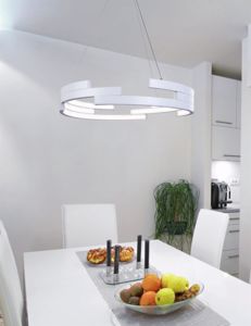 Picture of Grande lampadario a led 80cm bianco design per soggiorno 137w