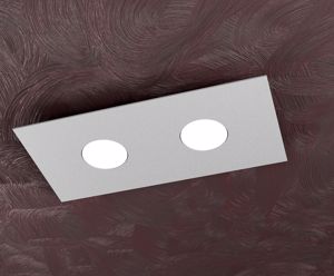 Picture of Plafoniera moderna 2 luci per corridoio rettangolare metallo grigio
