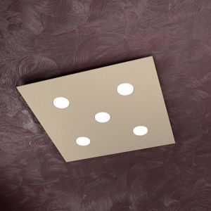 Picture of Top light area 5 led ceiling light sand coloured metal body 
