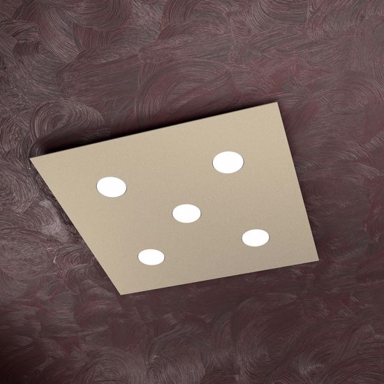 Picture of Top light area 5 led ceiling light sand coloured metal body 