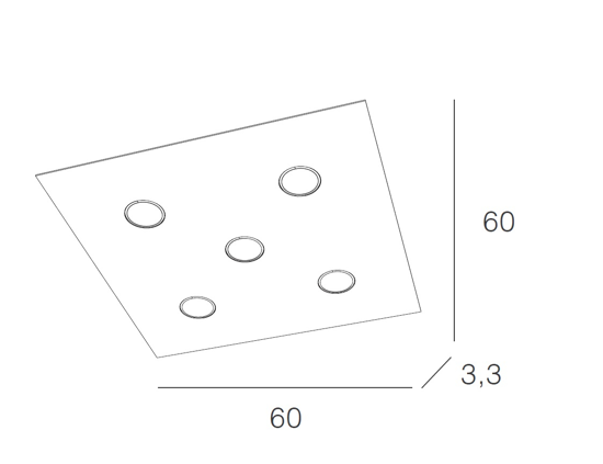 Top light area 5 led ceiling light sand coloured metal body 