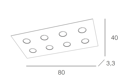 Top light area led ceiling lamp rectangular 8 lights