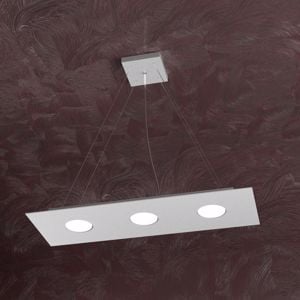 Lampadario per cucina moderna rettangolare led 3 luci top light grigio