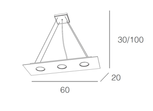 Picture of Lampadario per cucina moderna rettangolare led 3 luci top light grigio