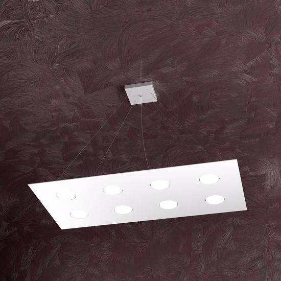 Top light area 8 led pendant light white rectangular design