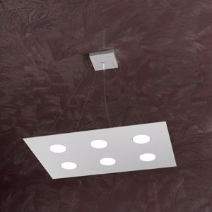 Led pendant 6 lights rectangular grey metal design toplight area