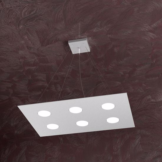 Picture of Led pendant 6 lights rectangular grey metal design toplight area