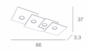 Plafoniera led 4 luci gx53 grigio design per cucina toplight plate