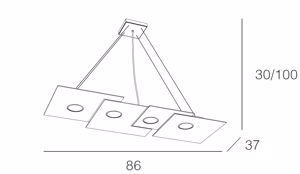 Picture of Toplight plate lampadario per cucina moderno gx53 led grigio design squadrato