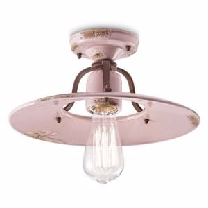 Picture of Ferroluce ceiling light ø30 powder pink aged effect ceramic handmade quality 