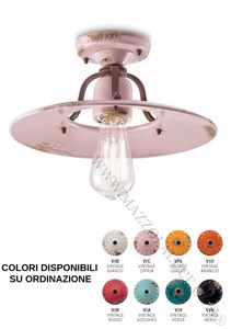 Picture of Ferroluce ceiling light ø30 powder pink aged effect ceramic handmade quality 