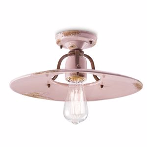 Picture of Ferroluce ceiling light ø40 powder pink aged effect ceramic handmade quality 
