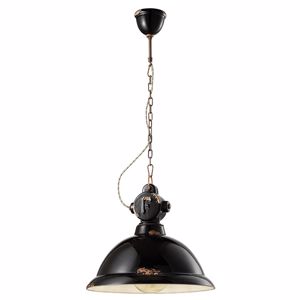 Picture of Vintage pendant light for kitchen black ceramic aged-effect style and oxidised details