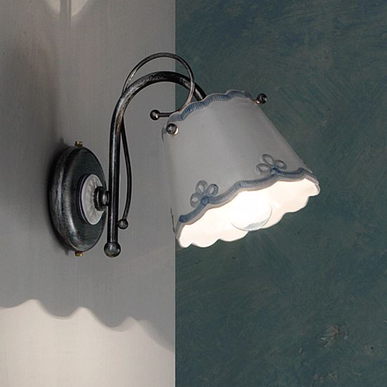 Picture of Ferroluce ravenna wall lamp mate ceramic handmade azure decor