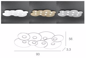 Picture of Big ceiling light 8 leds grey metal cloud toplight